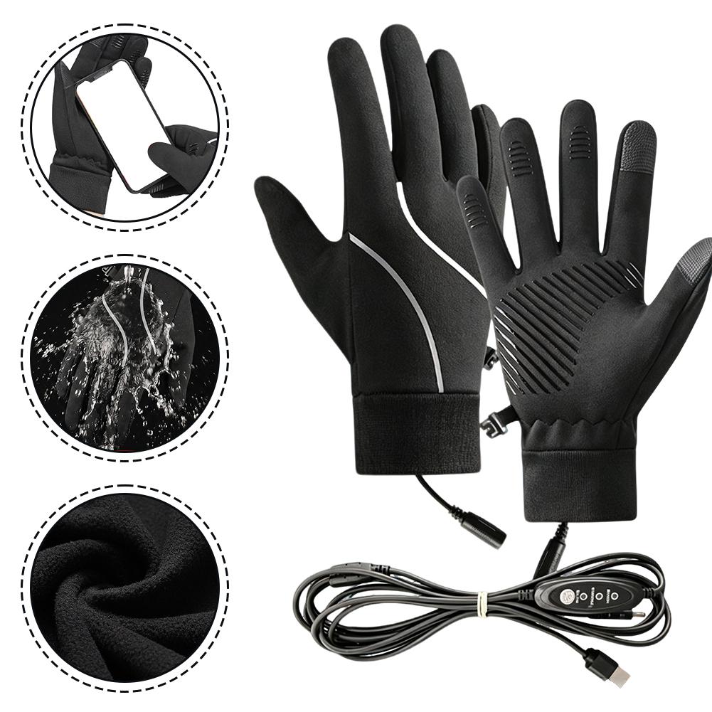 Cycling Gear For Winter - Rechargeable Heated Gloves Winter Fleece Warm
